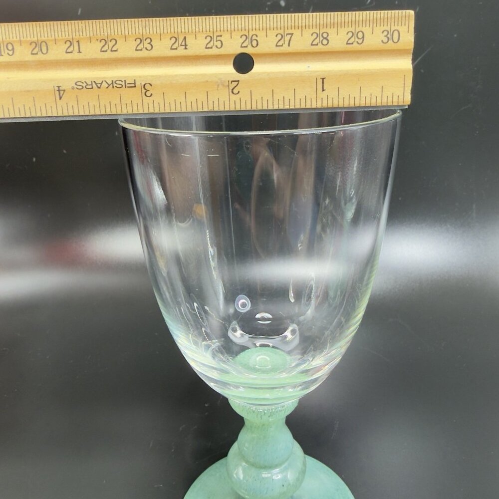 Villeroy And Boch Isabelle Green Dark Jade Crystal Claret Wine Glasses Set 2 VTG - Picture 3 of 11